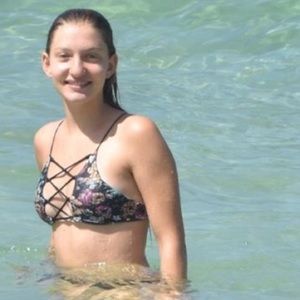 Black floral lace up bikini top